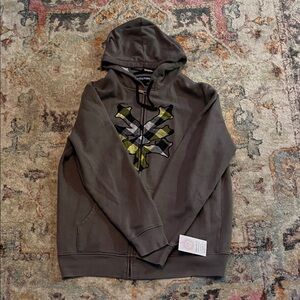 Zoo York grey hoodie with flannel design.